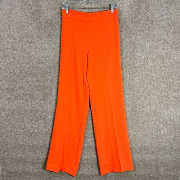 Zara Trouser Pants Womens Size XS Orange High‎ Rise Straight Side Zipper Crepe - Picture 1 of 10